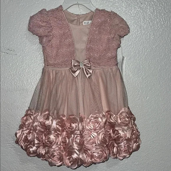 Nannette Pink Rosette Formal Dress Toddler size T3 - Picture 1 of 6